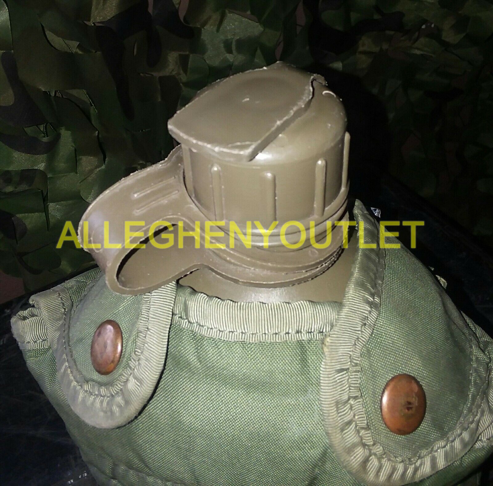 GENUINE US MILITARY SET 1 QUART QT CANTEEN w/ M1 NBC CAP AND COVER OD USGI VGC