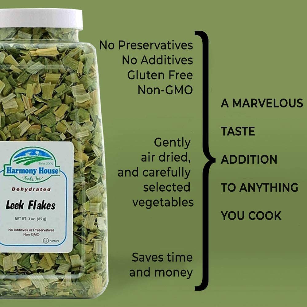 Harmony House Foods Dehydrated Leek Flakes – Air Dried 3 Ounce (Pack of 1)