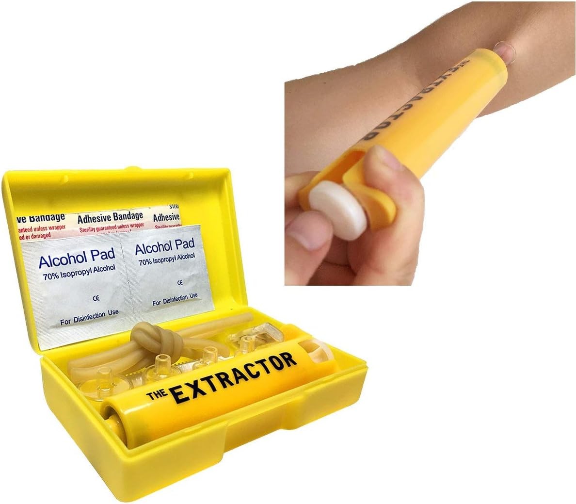 Insect Bug Bee Sting Snake Bite Venom Extractor Kit Pump for Outing Tool Yellow