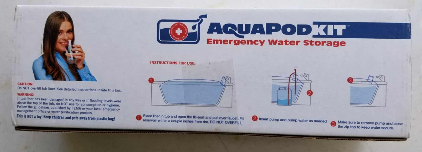 AquaPod Kit 65 gal Emergency Water Storage Drinking Water Container Home Bathtub