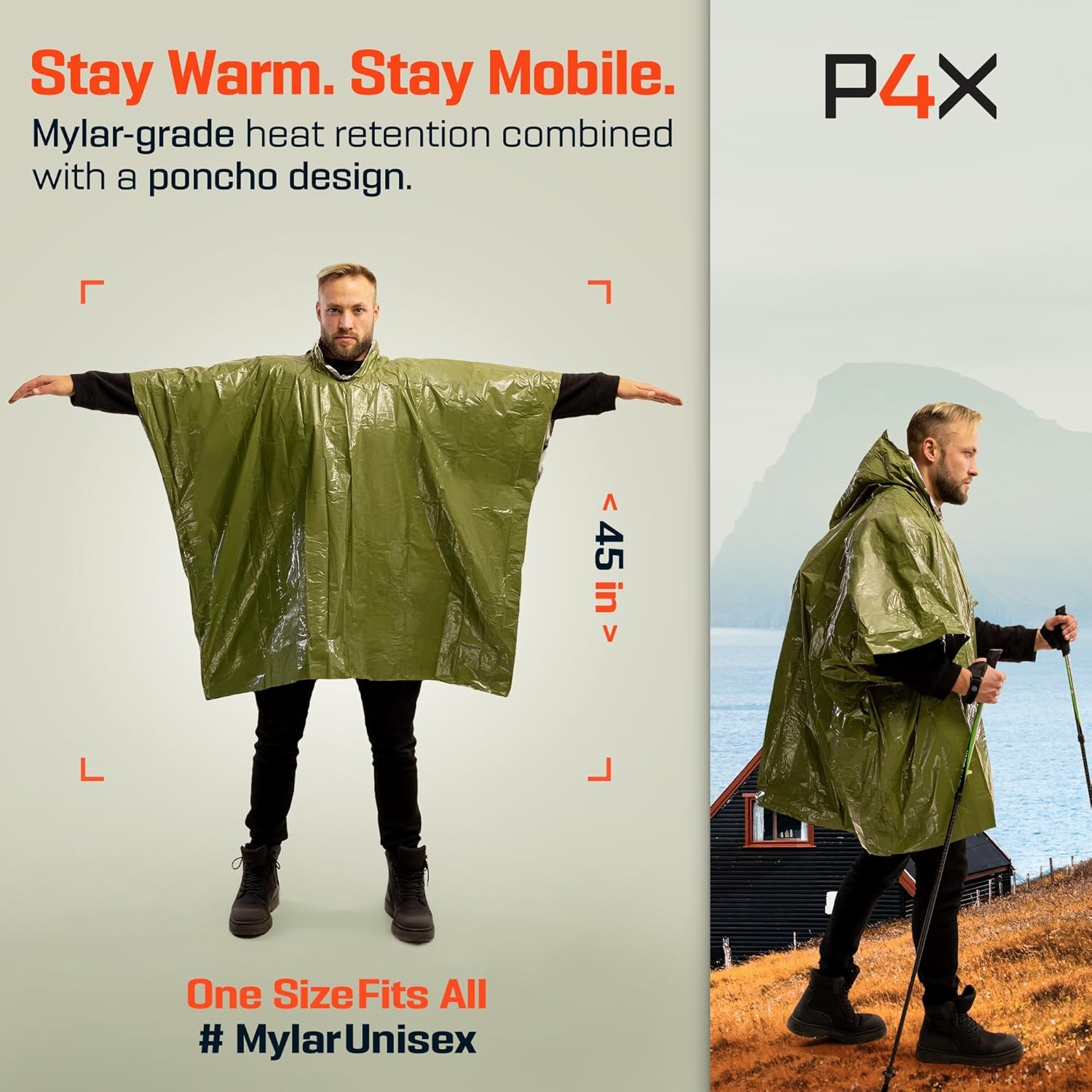 PREPARED4X Emergency Mylar Blanket Waterproof Wind-Resistant Outdoor Camping