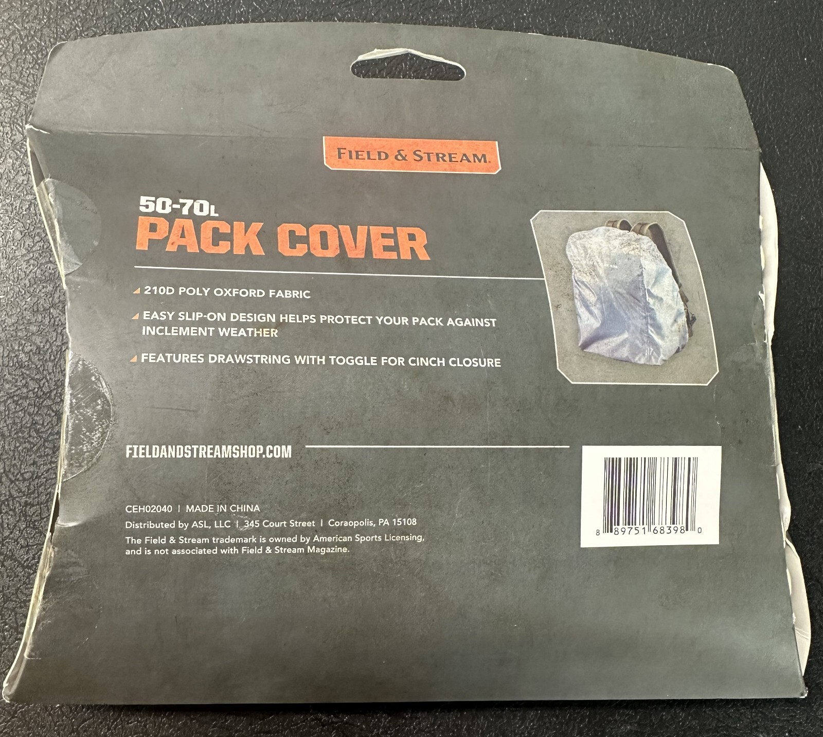 Field & Stream 50-70L Pack Cover 210d Poly Oxford Fabric Easy 3-Pack