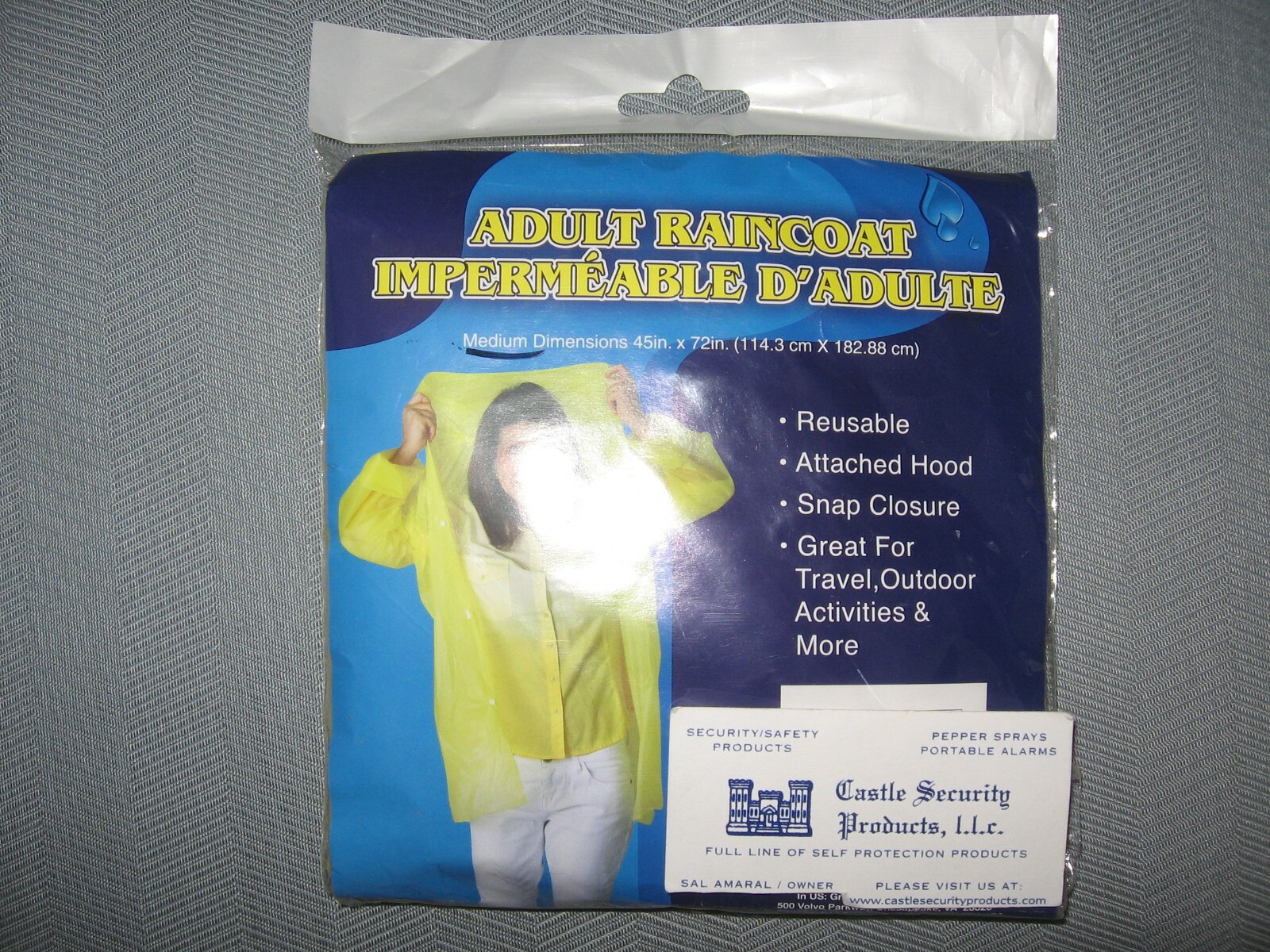 ADULT HOODED RAINCOAT 72″ x 45″ ~ Free USA S&H