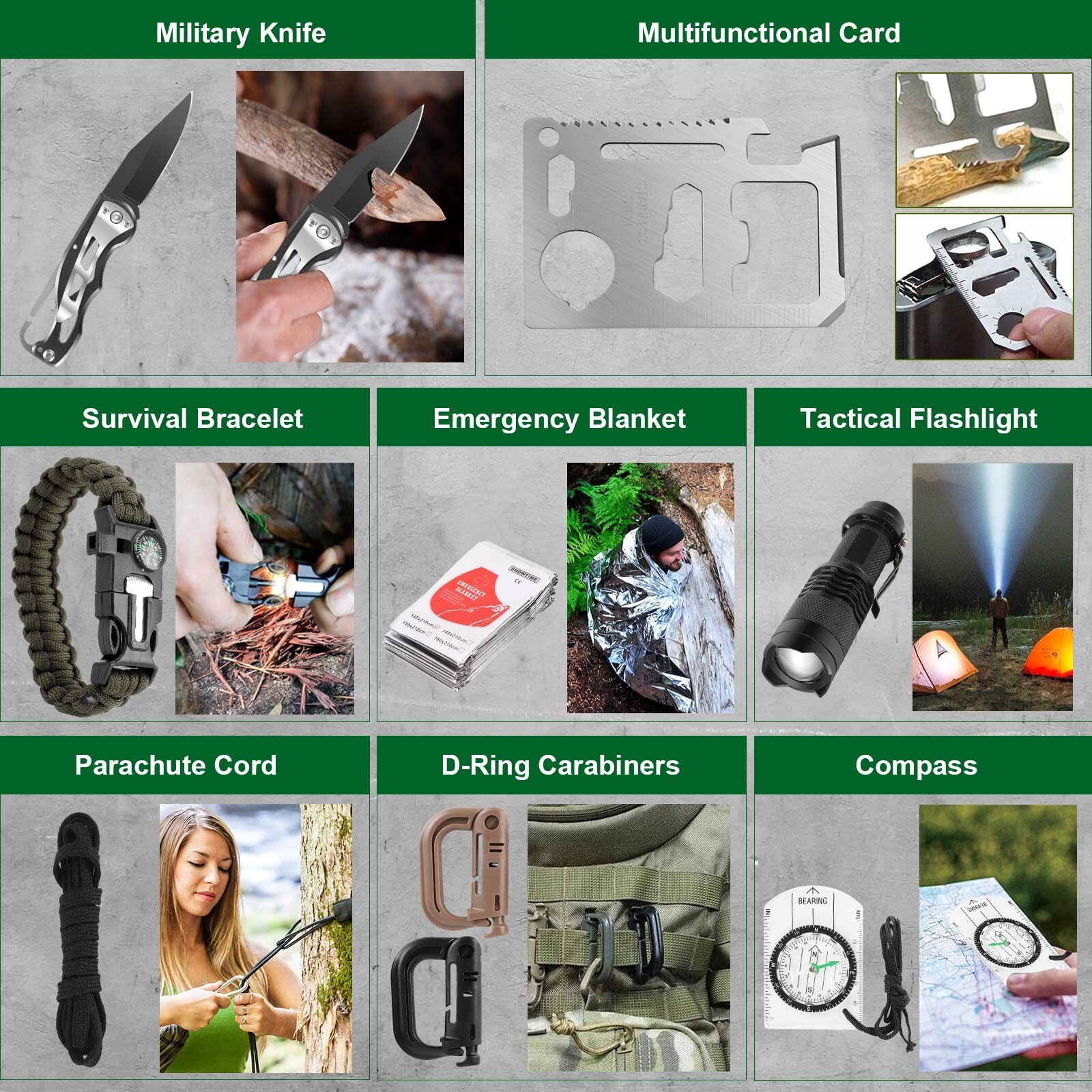 Emergency Survival Kit First Aid Kit, 121Pcs Tactical Gear Camping Gear Emerg…