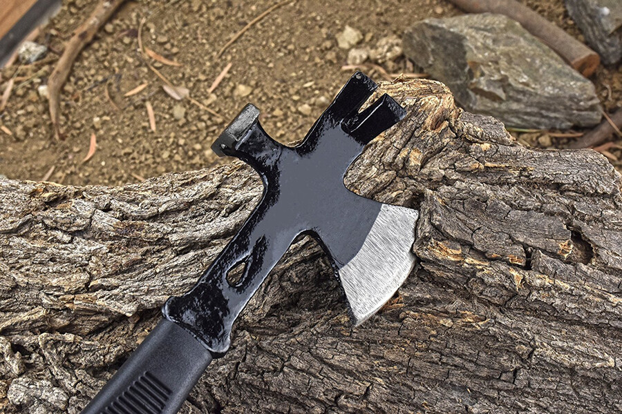 3in1 Hatchet Hammer Nail Puller Pry Bar Axe Doomsday Tools with Sharpener Stone