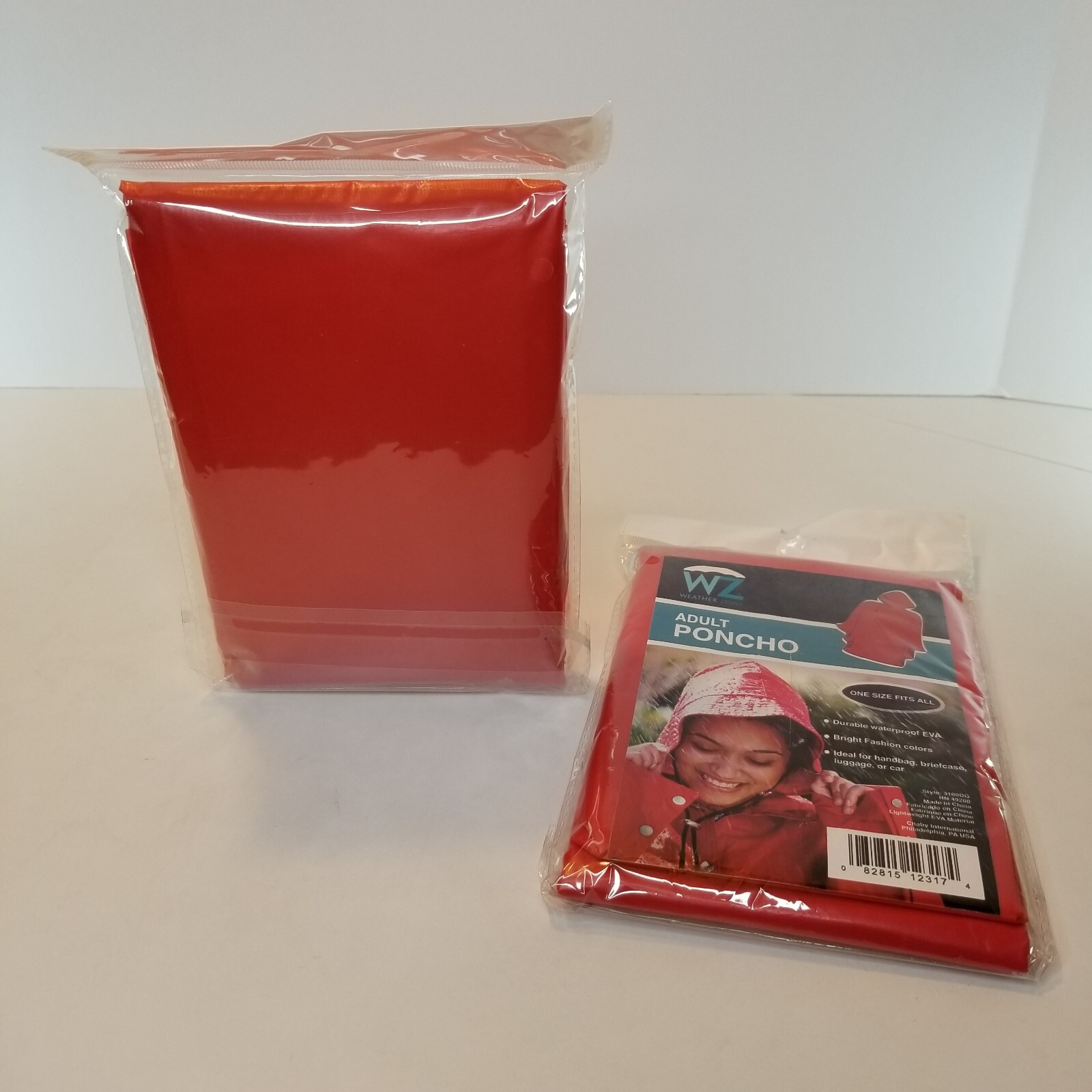 Weather Zone Two One Size Fits All Red Adult Poncho Great Emergency Item ” NIP “