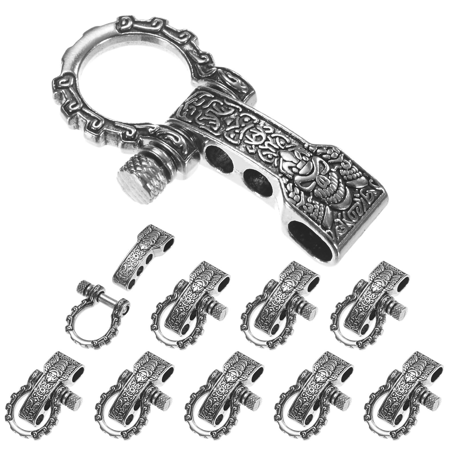 TIXIPEM Paracord Bracelet Shackle Buckle [10PCS] – 53 x 25 mm, Silver