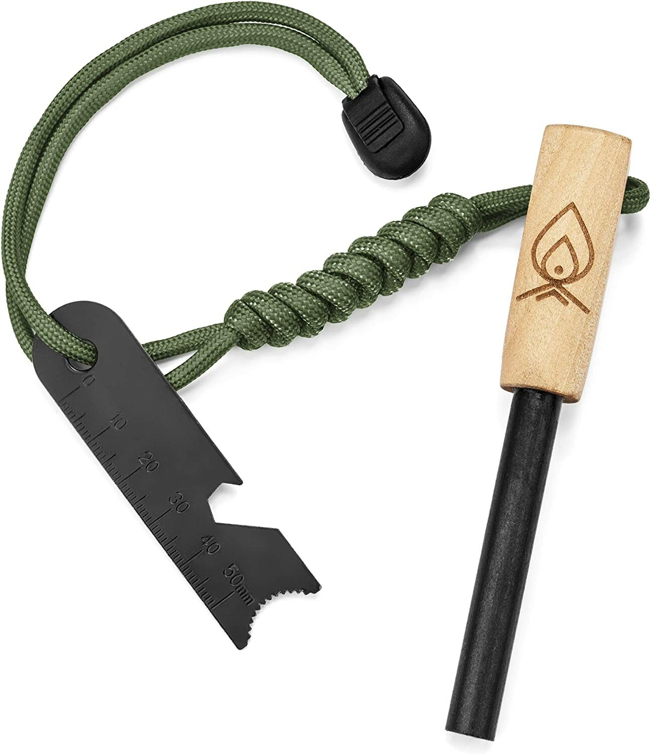 SURVIVAL KIT Mulit-Tool Fire Starter Wrench Paracord Bracelet Leather TINDER BAG
