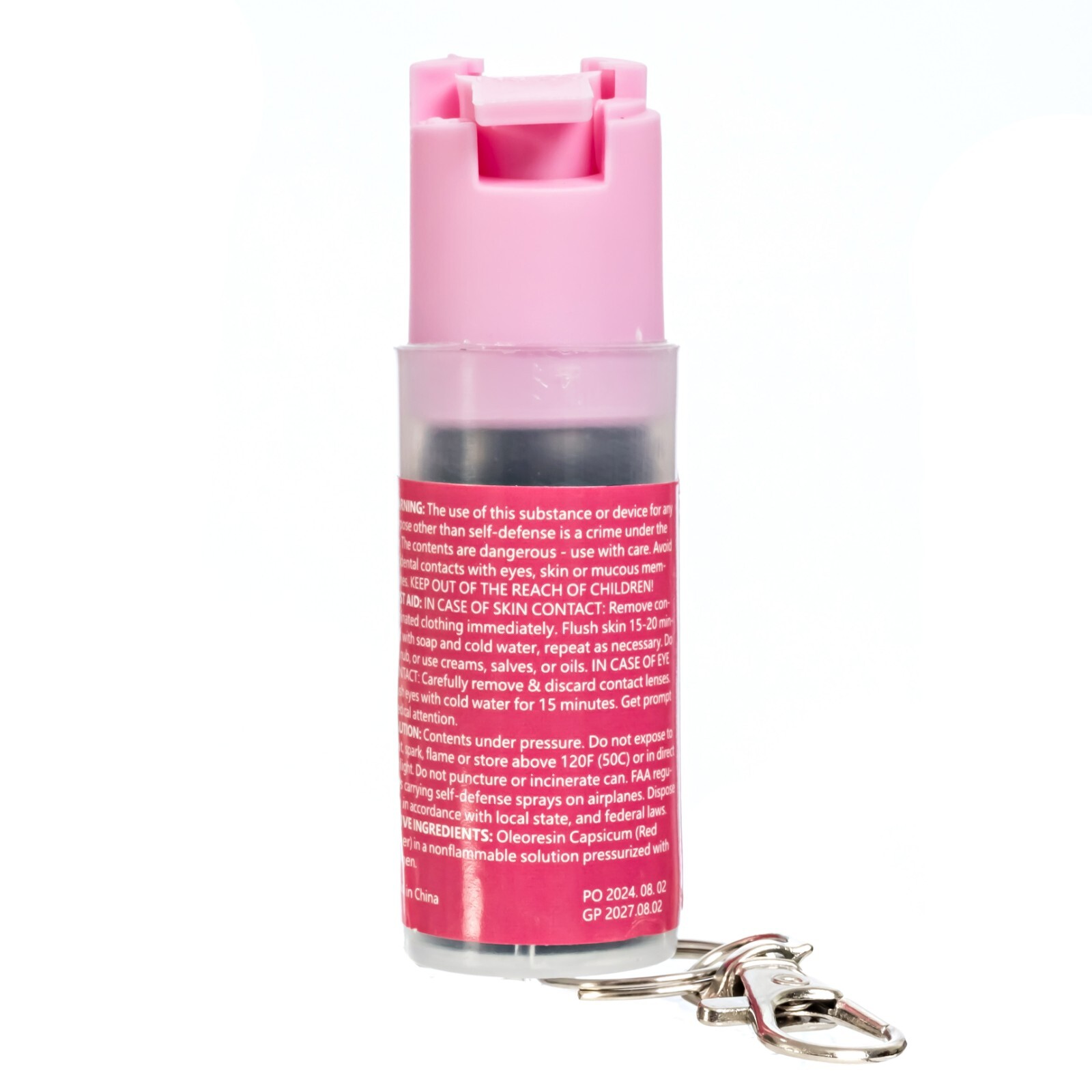 2 Pack Burn Pepper Spray 1/2oz Self Defense Security Keychain Pink