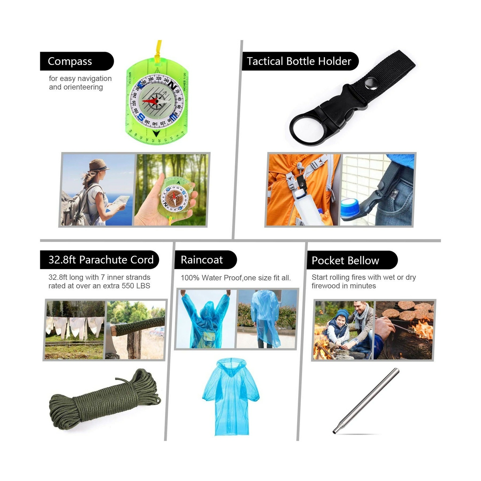 Emergency Survival Kit, 151 Pcs Survival Gear First Aid Kit, Outdoor Trauma B…