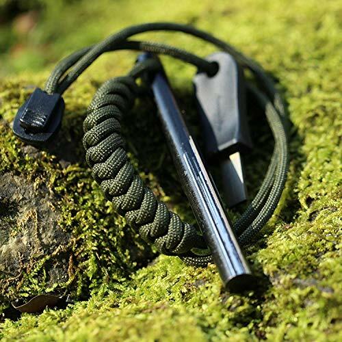 4″Survival Ferrocerium Drilled Flint Fire Starter,Ferro Rod Kit Paracord Handle