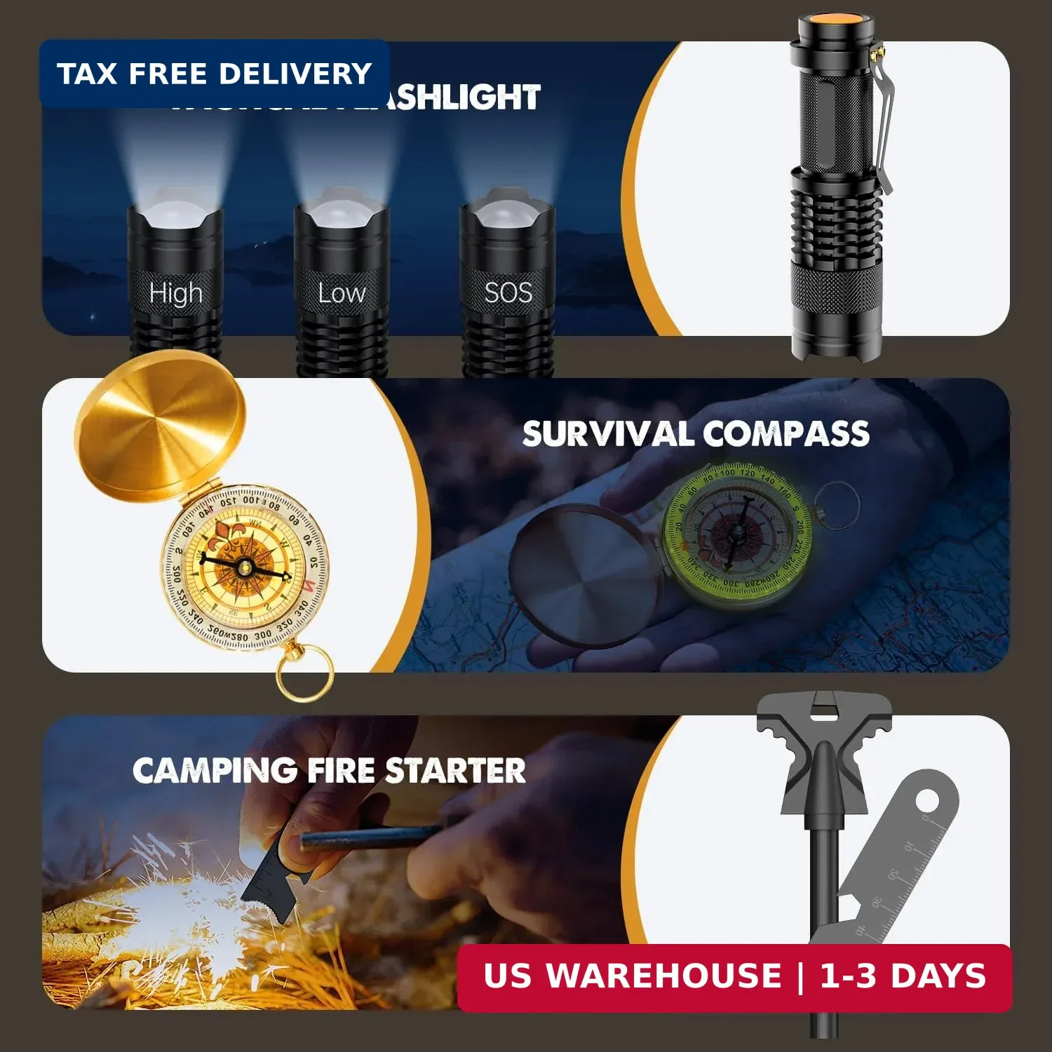 Gifts for Men Him Dad, Survival Kit and Equipment 25 Pcs, Valentines Gifts for h