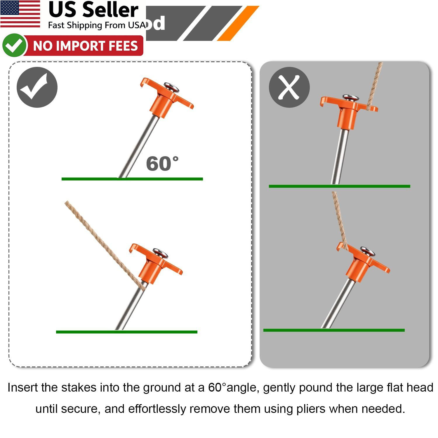 10PCS Tent Stakes Heavy Duty Non-Rust Metal Pegs Garden Canopies Tarp FROM USA