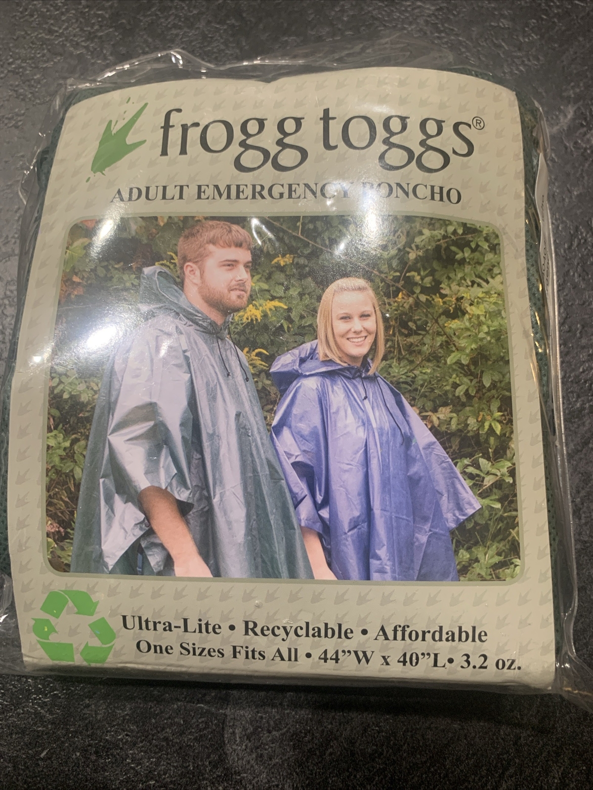 Frogg Toggs Green Adult Emergency Poncho One Size Fits All 44″W x 40″L