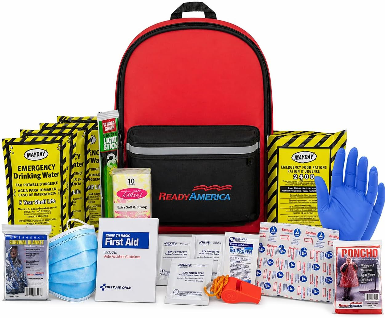 70180 72 Hour Emergency Kit, 1-Person, 3-Day Backpack, Includes First Aid Kit, S