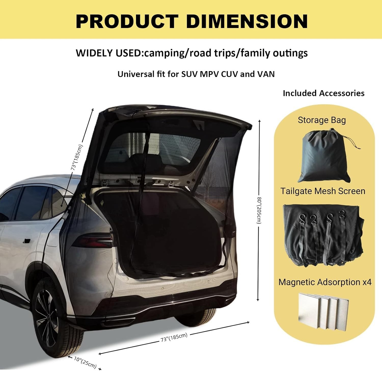 Universal Fit Tailgate Screen for SUVs – Optimize Camping Ventilation & Comfort