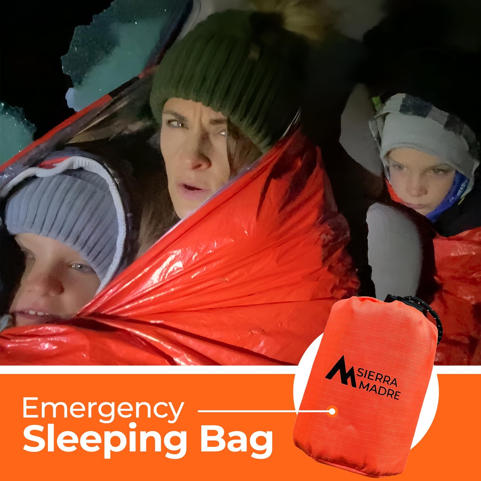 Sierra Madre Emergency Sleeping Bag – Ultralight, Pack of 2, Orange
