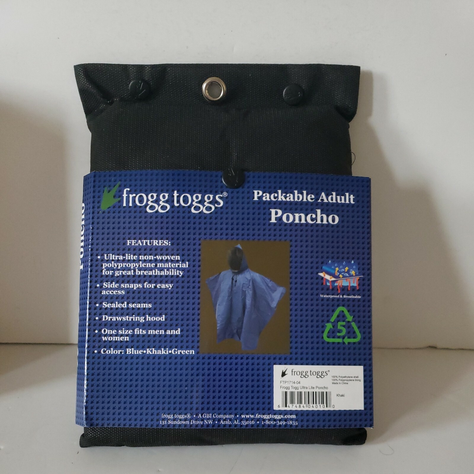 Frogg Toggs FTP1714-04 Ultra Lite Poncho Khaki Waterproof