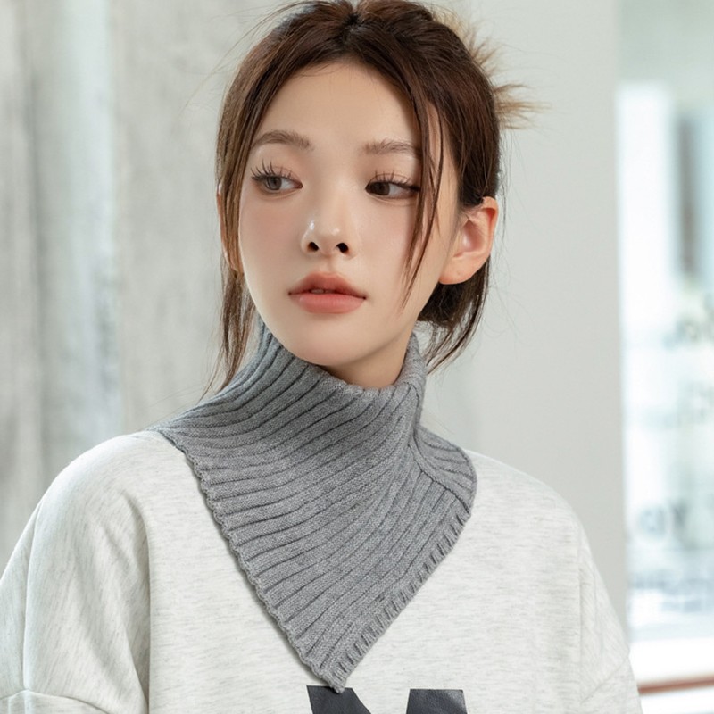 Detachable Striped Knitted Turtleneck Collar For Women False Neck Guard Collar