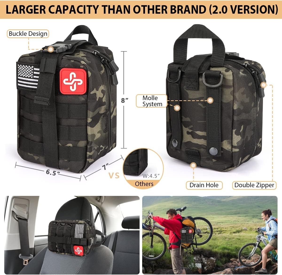 Outdoor Adventure 250-Piece Survival & First Aid Kit | Molle Bag Included