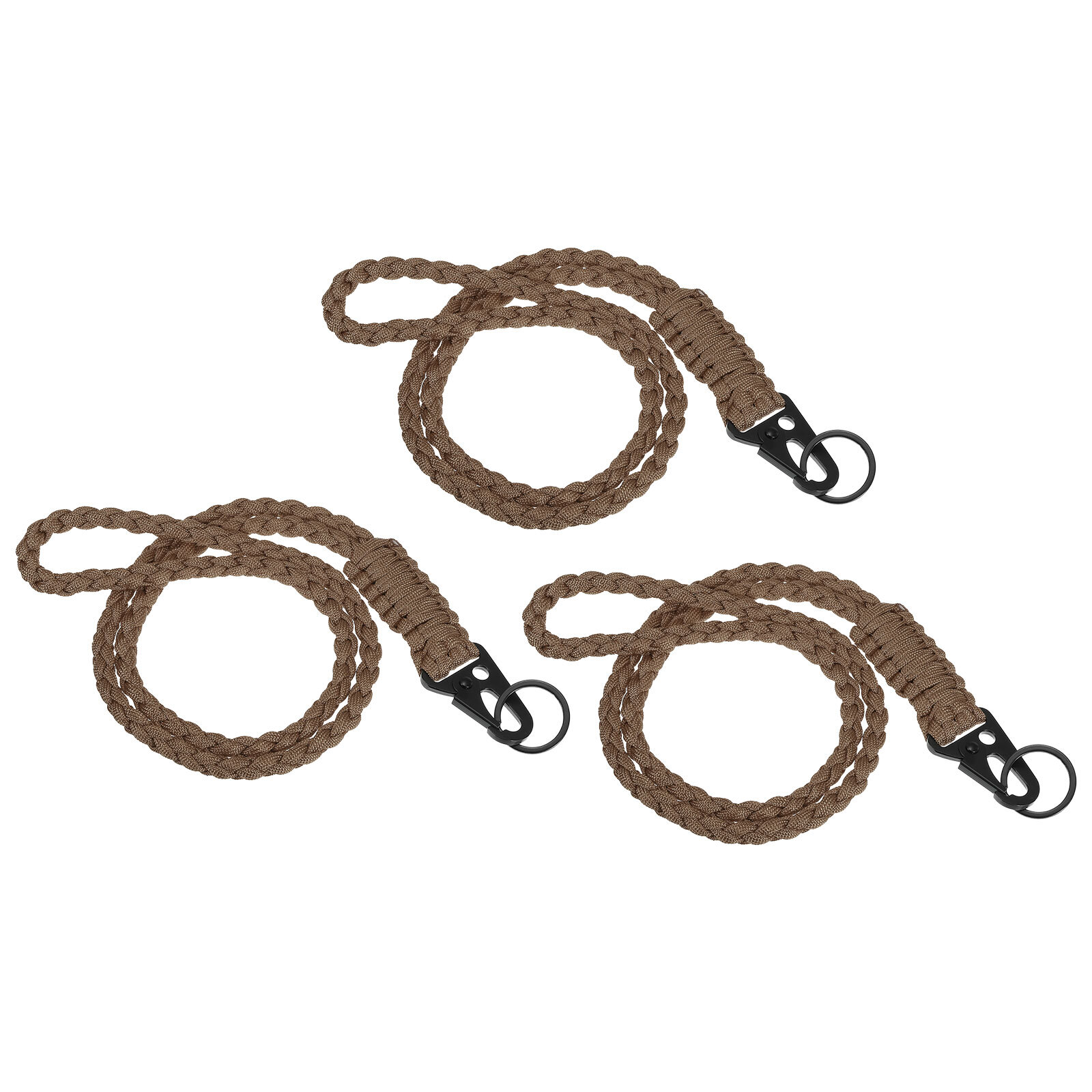 3Pcs 22″ Paracord Neck Lanyard Keychain Braided Strong Lanyard with Brown