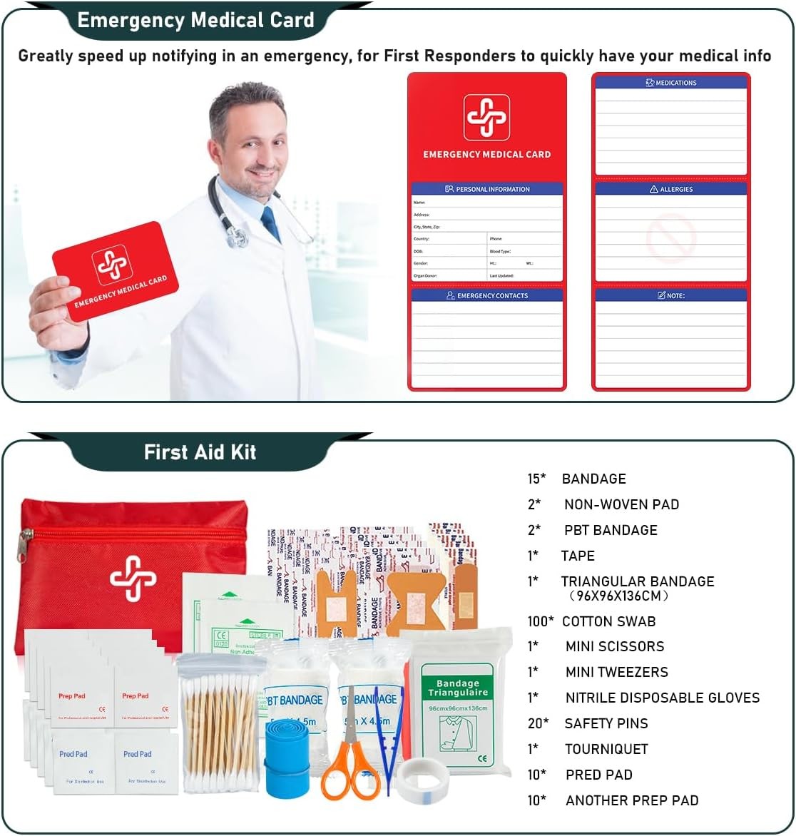 262PCS Survival Kit w/ First Aid, Tent, Axe, Shovel & Bug Out Bag