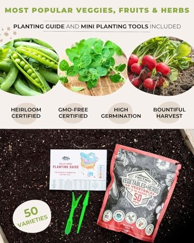 50 Vegetable, Herb & Fruit Seed Kit – U.S.A. Harvested Varieties – Over
