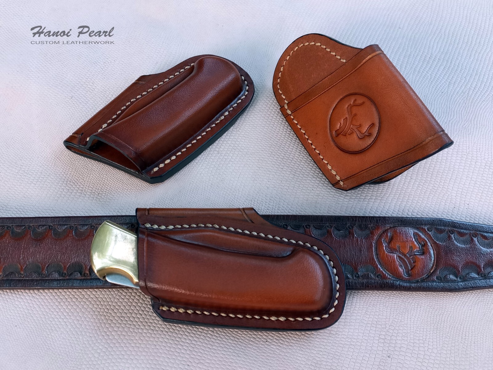 Custom Left Handed Scout Carry Leather Sheath for Buck 112 Ranger