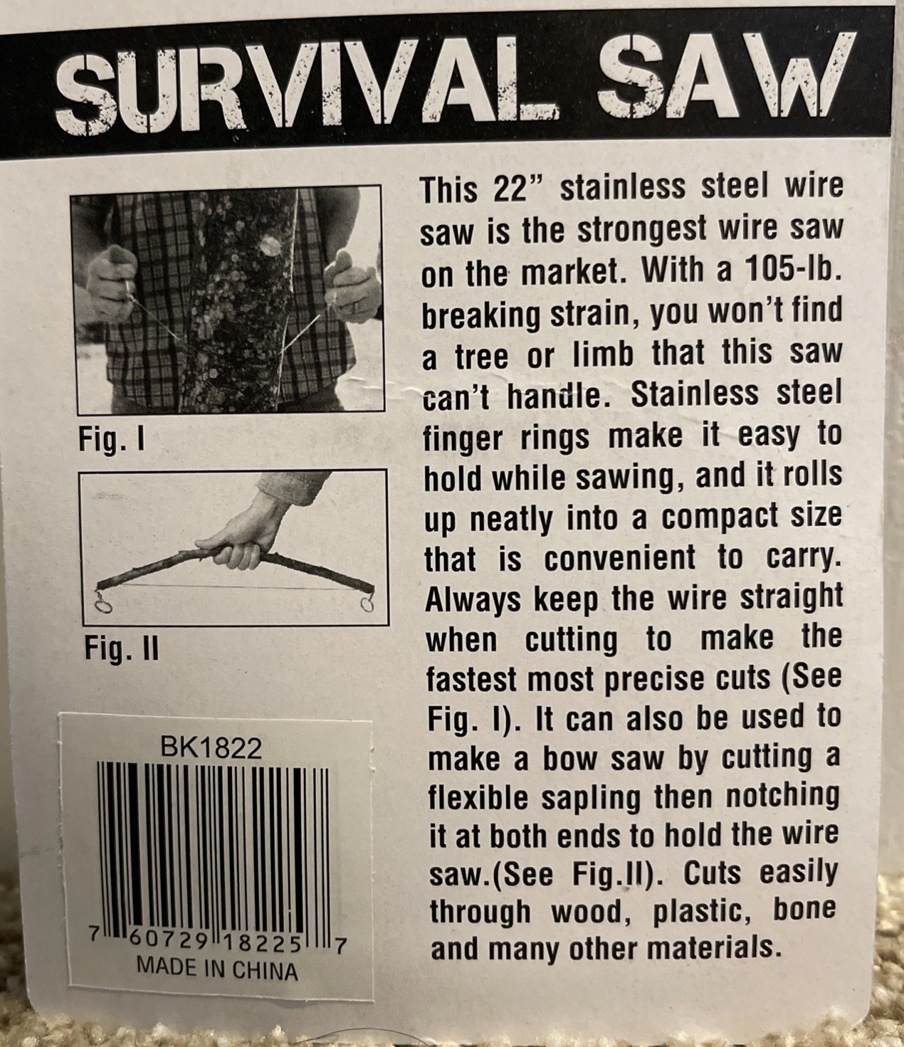 Survival Saw Outdoors Camping Hunting Emergency Gear – BONUS opened Saw Free
