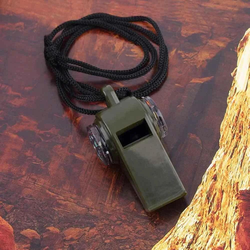 3-in-1 Emergency Survival Gear–Whistle, Compass & Thermometer for Camping Hiking