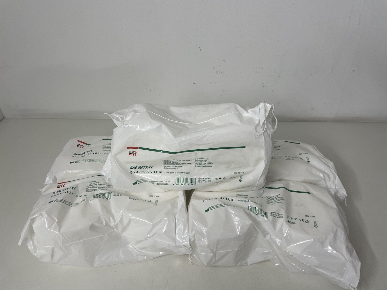 5x L&R Cellulose Pulp Swabs 5x4cm Absorbent 2 Rolls (2×500 Swabs)