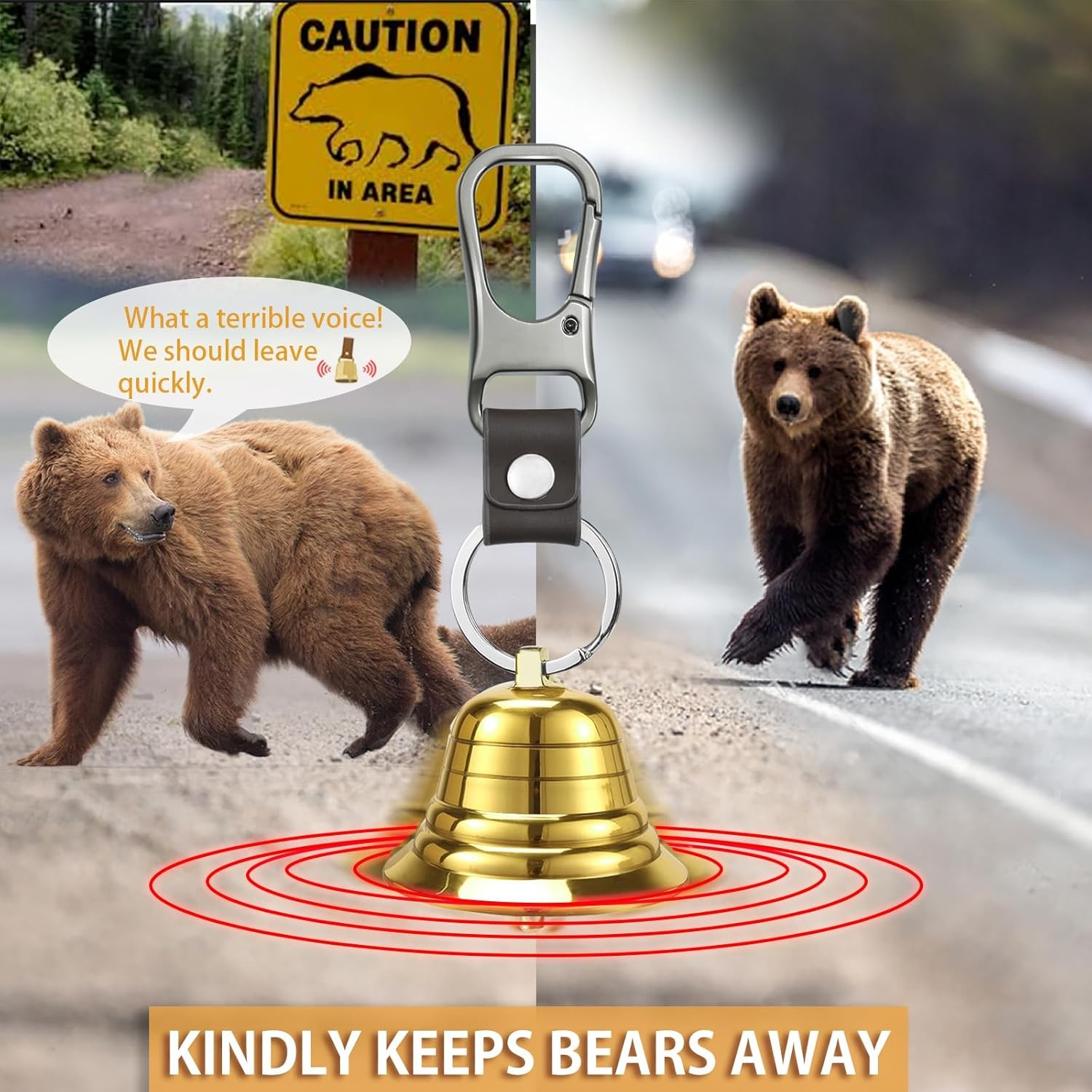 Loud Bear Bell Set to Scare Bears Hiking Essentials for Women Emergency Whistle