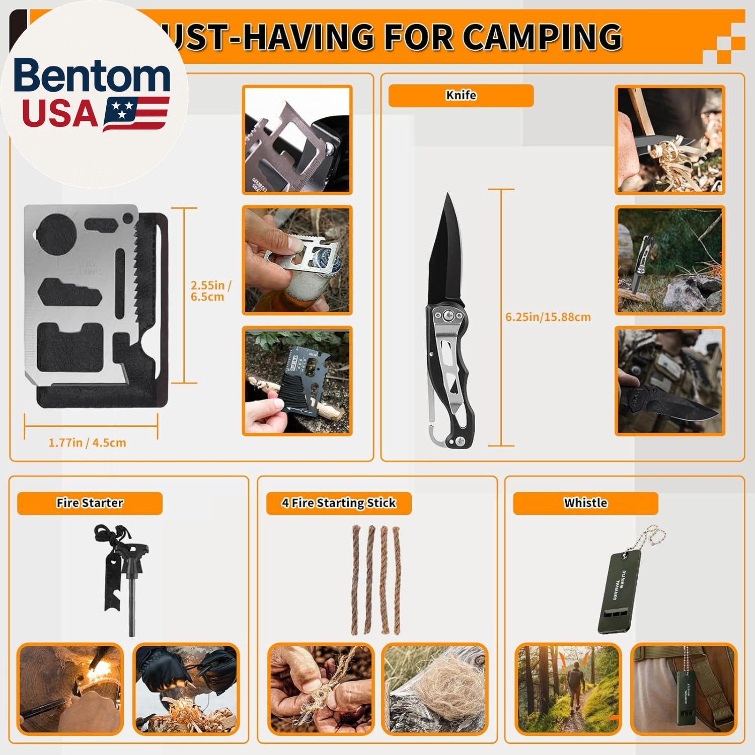 Survival Kit, Gifts for Men Women Teen Boys, 252 Pcs Survival Gear and Equipment