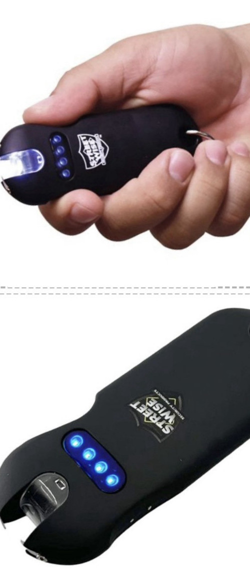 SMART POLICE WOMEN MINI Stun Gun Flashlight QUICK RELEASE KEYRING battery meter