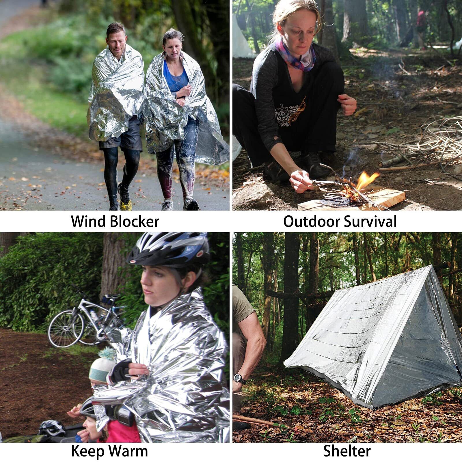 4 Pack Emergency BLANKET Thermal Survival Safety Insulating Mylar Heat 84″ X52″