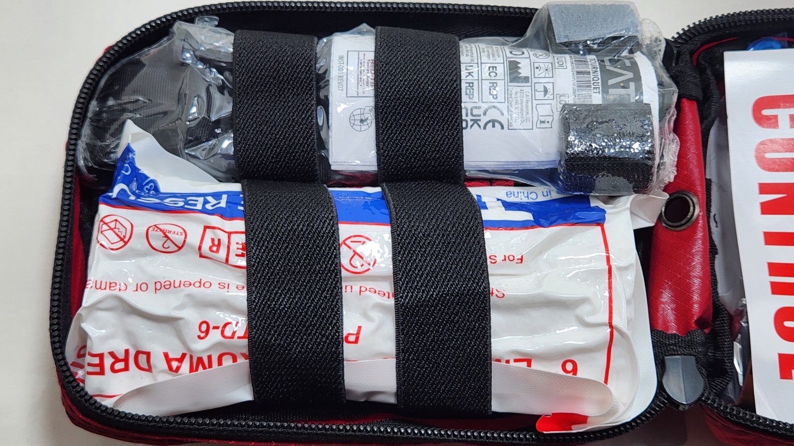 CUBIX SAFETY Bleeding Control Kit Intermediate CAT First Aid Red Pouch