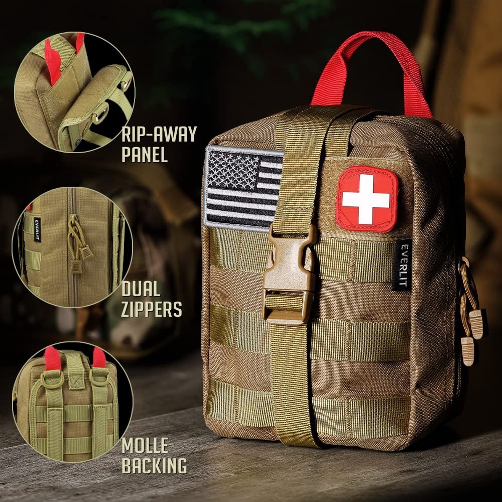 250-Piece Survival First Aid Kit | IFAK Trauma Bag, Molle Pouch, Emergency Gear