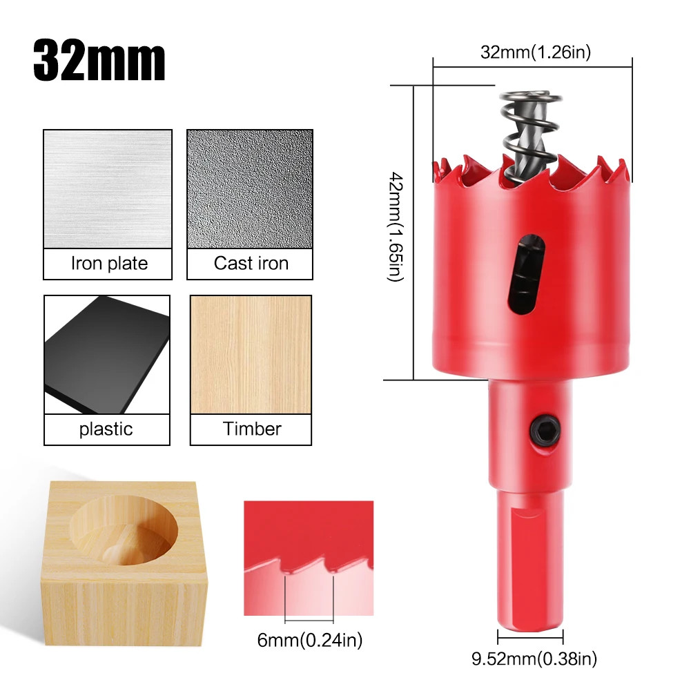 1pc 15-200mm M42 HSS Steel Drilling Hole Saw Drill Bit Bi-Metal for Aluminum Iro