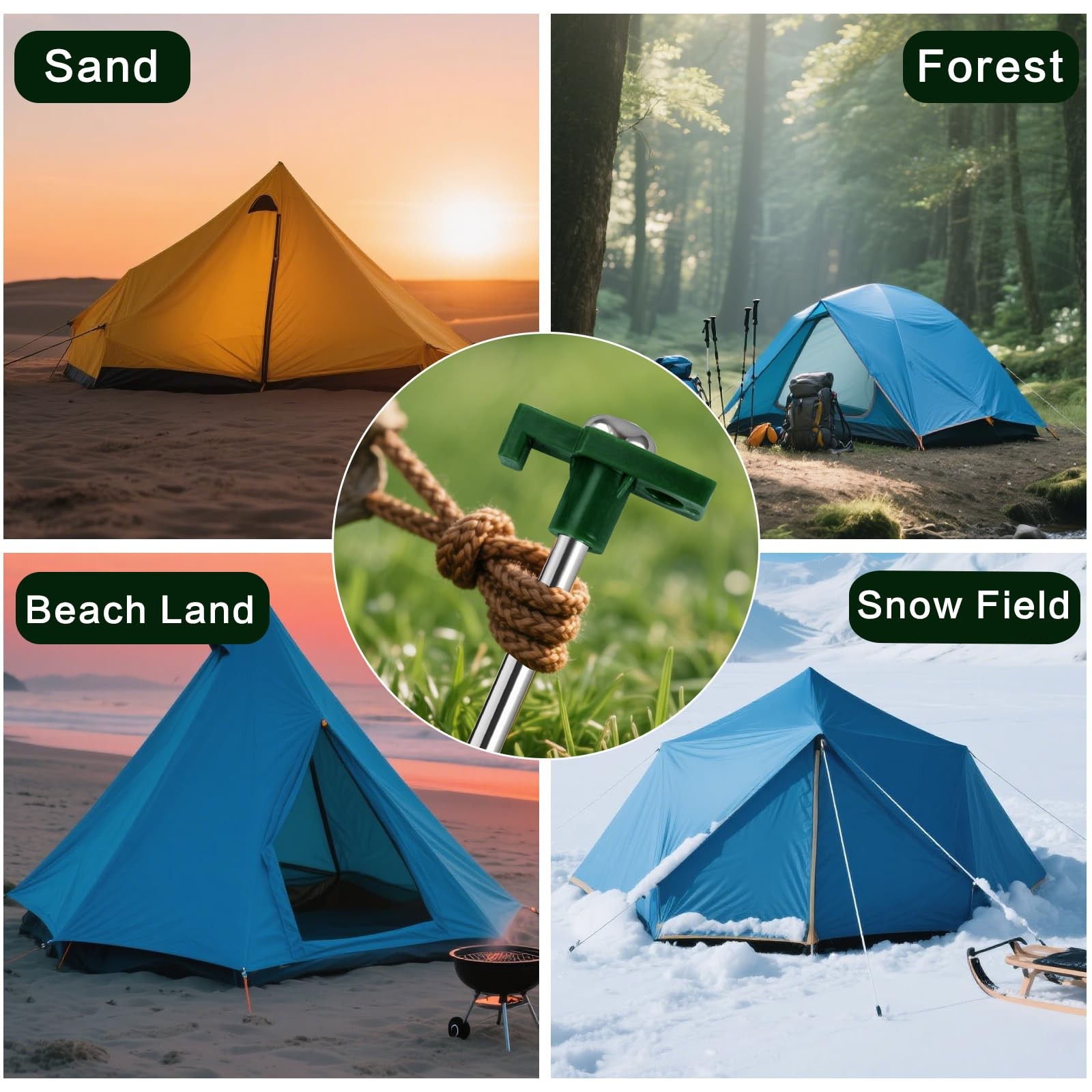 Nexboraque 10 Pack Tent Stakes – 9.75 Inch Galvanized Non-Rust Green 10Pcs