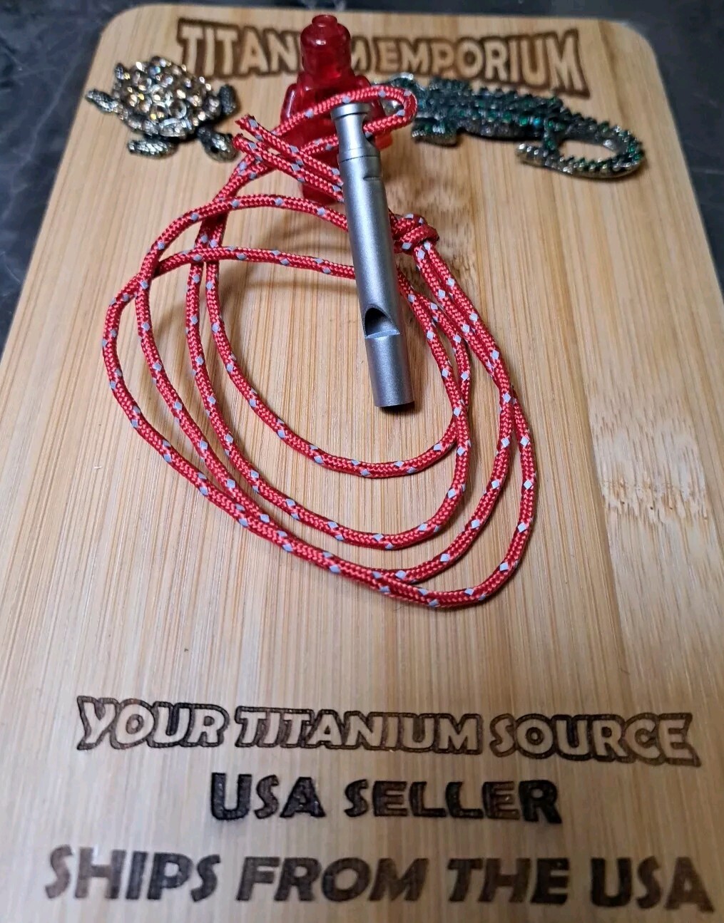 Small Titanium Alloy Whistle With Lanyard