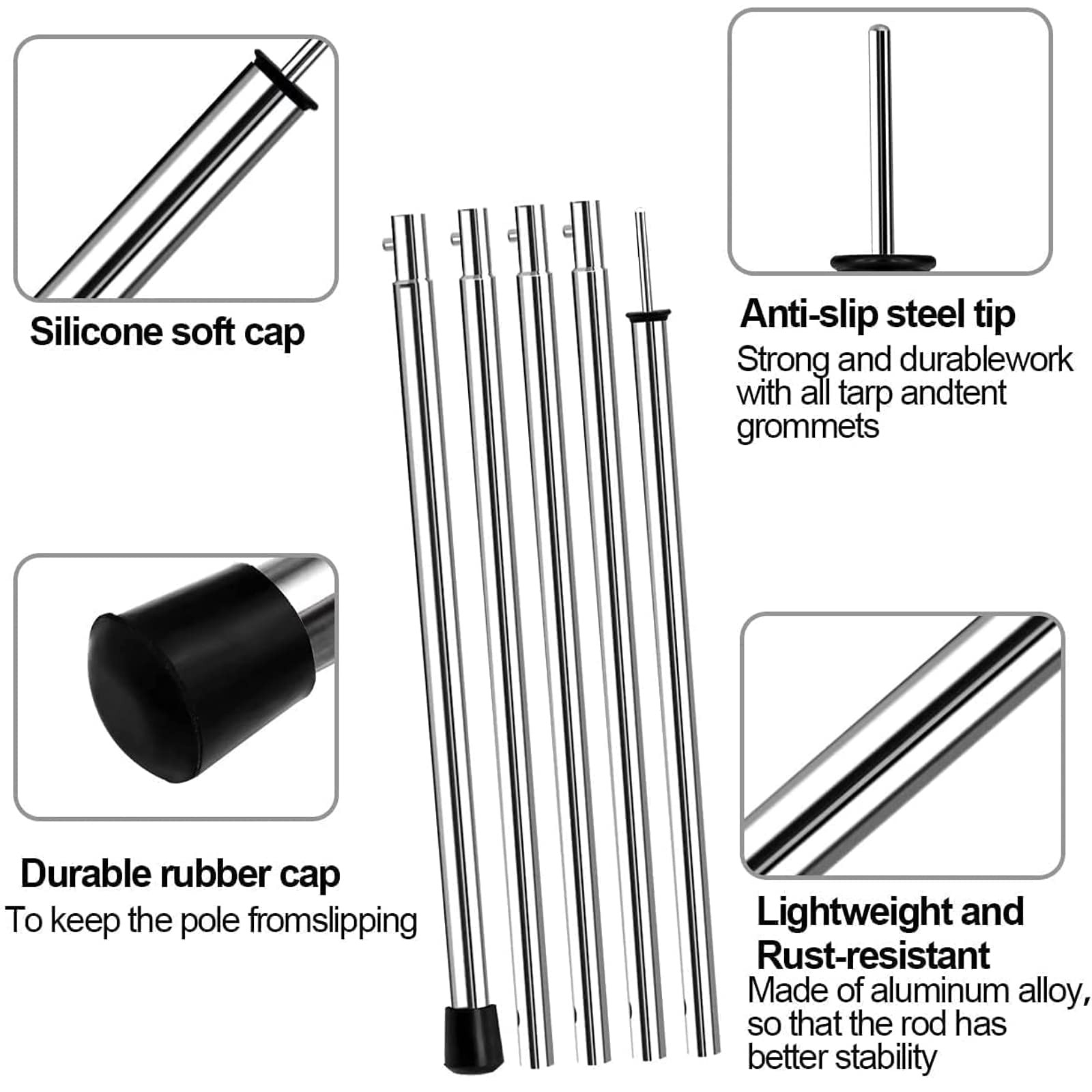 SANLIKE Tent Pole Telescopic Adjustable Length – Steel thickness 0.4mm