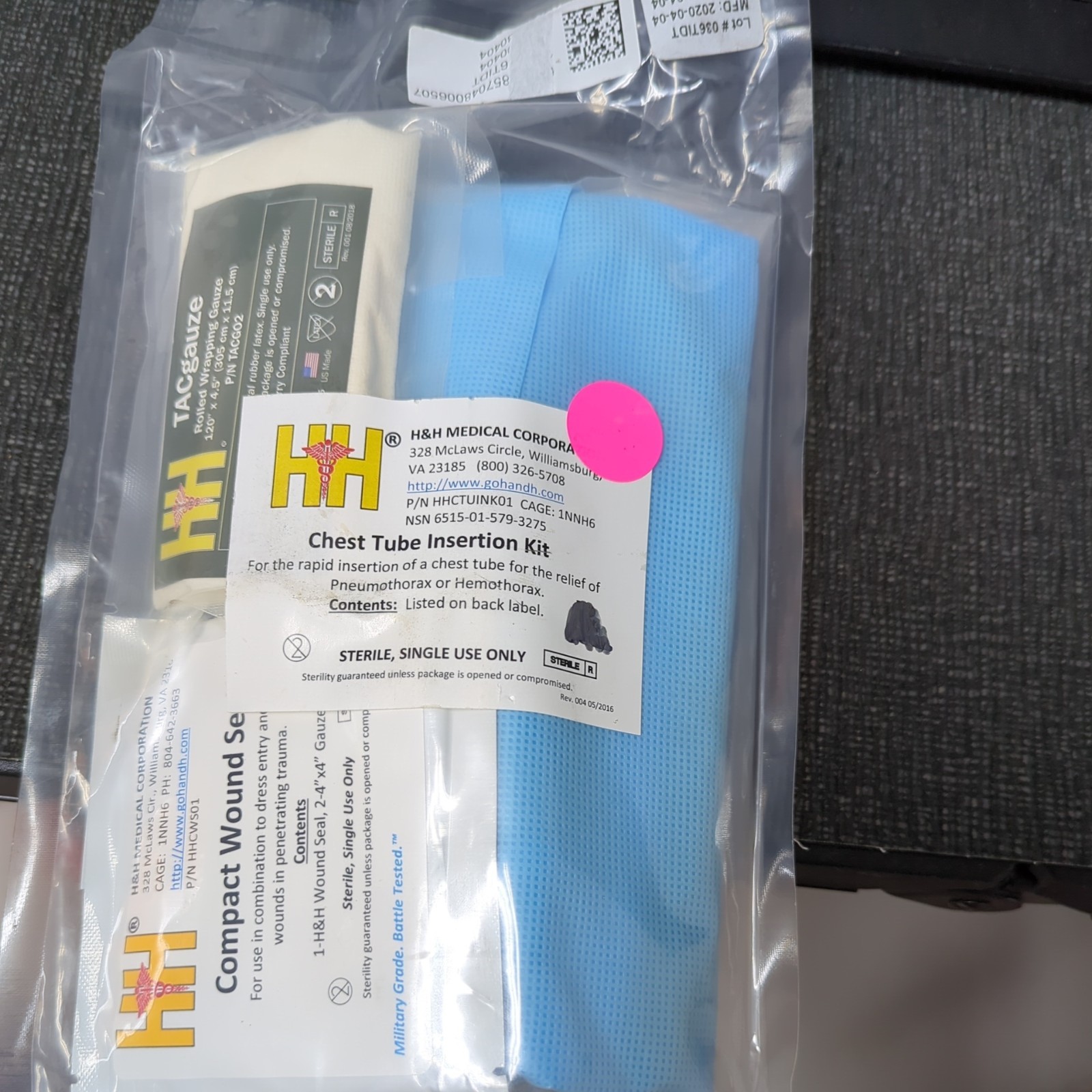 H&H Emergency Chest Tube Insertion Kit Exp: Apr 2023
