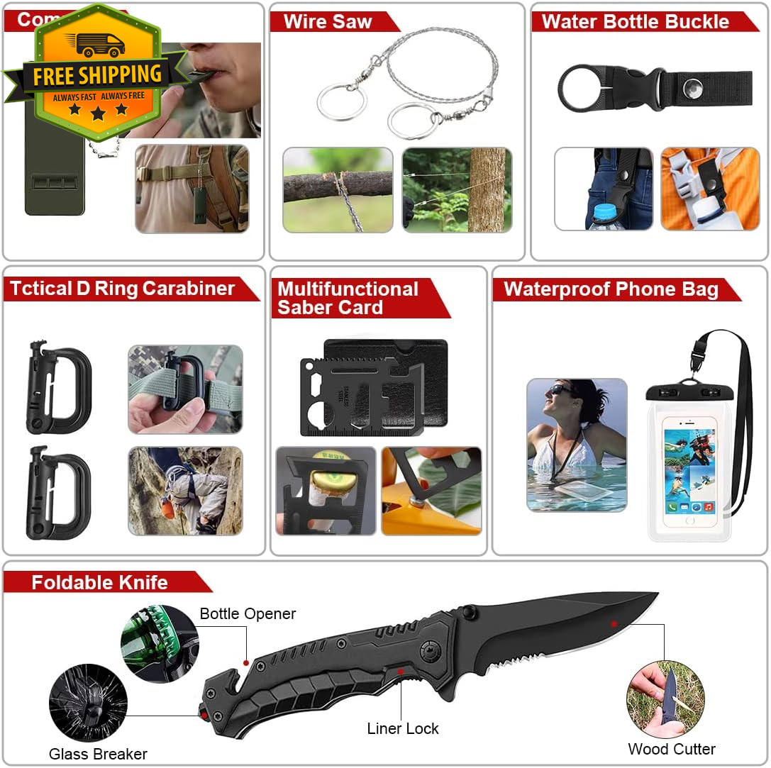 Survival Kit 251PCS First Aid Gear Molle Bag Emergency Outdoor Hiking