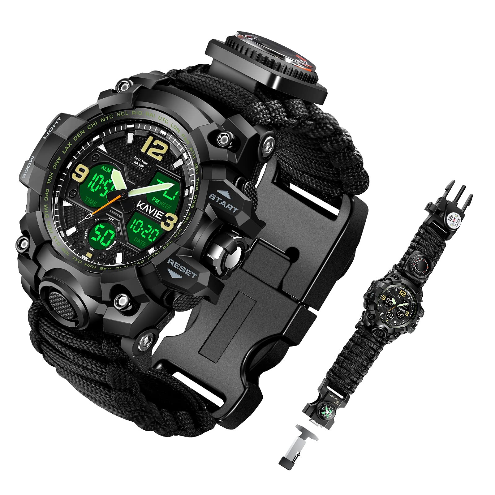 Mens Tactical Military Digital Watch, 23-in-1 Survival Multi-Functional Army …