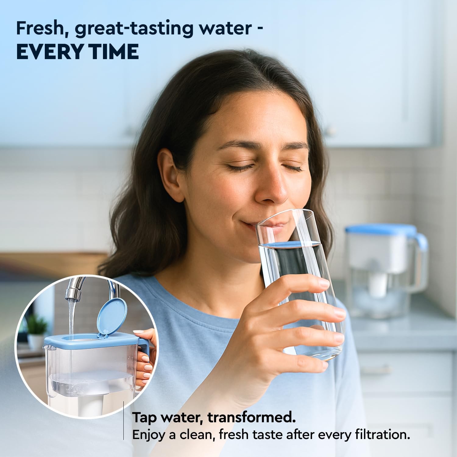 Slim Water Filter Jug, Capacity 3.5L, Reduces Chlorine and Limescale, Com…