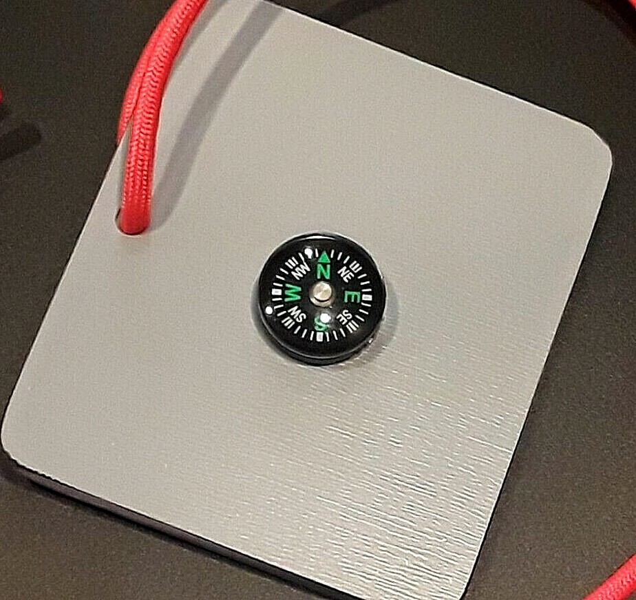 EMERGENCY SIGNAL MIRROR / COMPASS COMBO WITH CORD/MADE IN THE USA