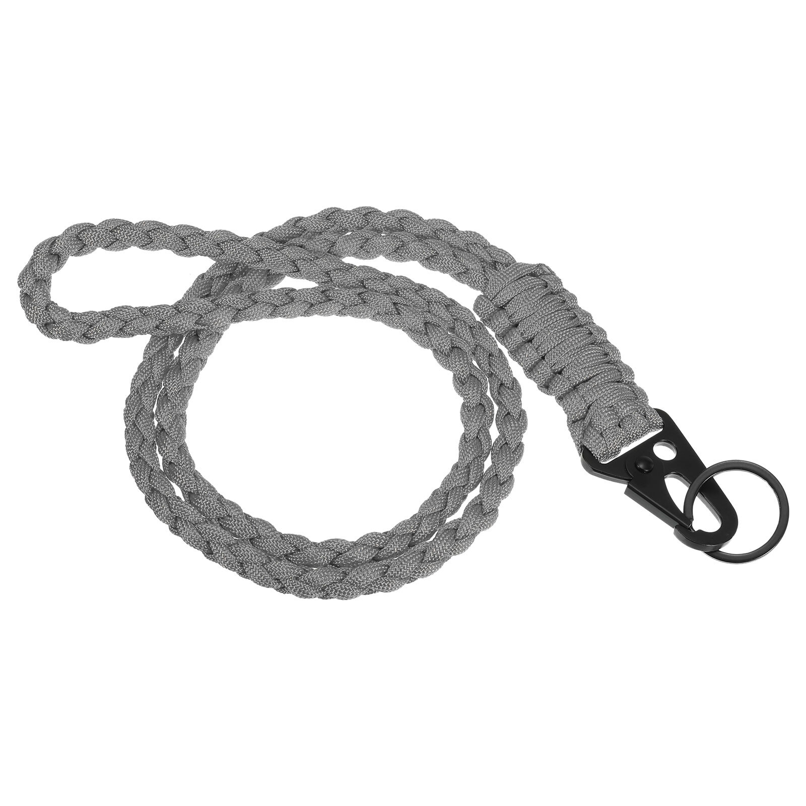 22″ Paracord Neck Lanyard Keychain Braided Strong Lanyard with Grey