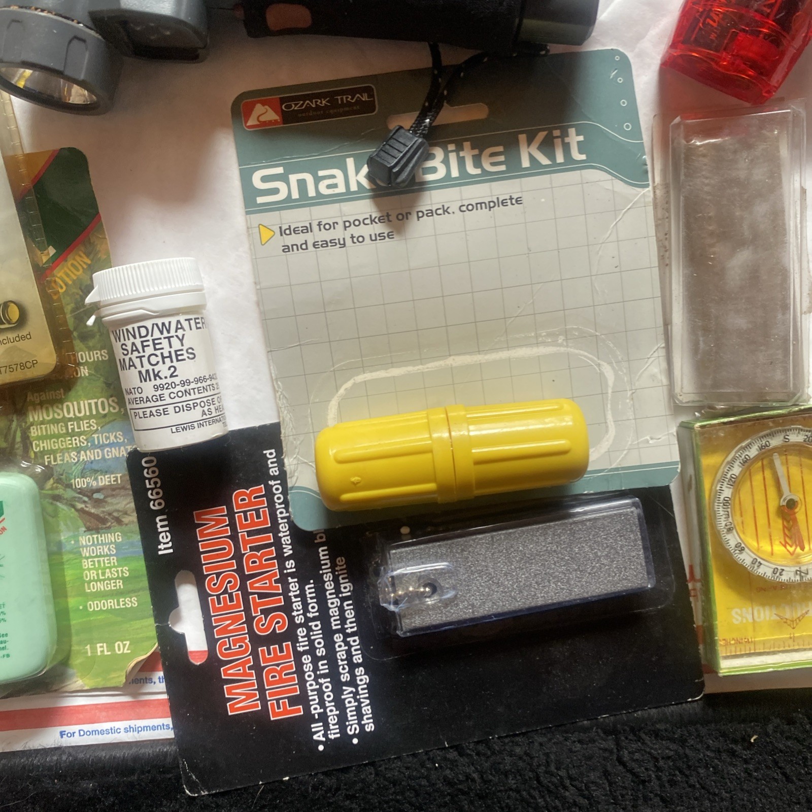 Lot Camping,Car,Hiking,compass, firestarter, snake bite mosquito Light CL3