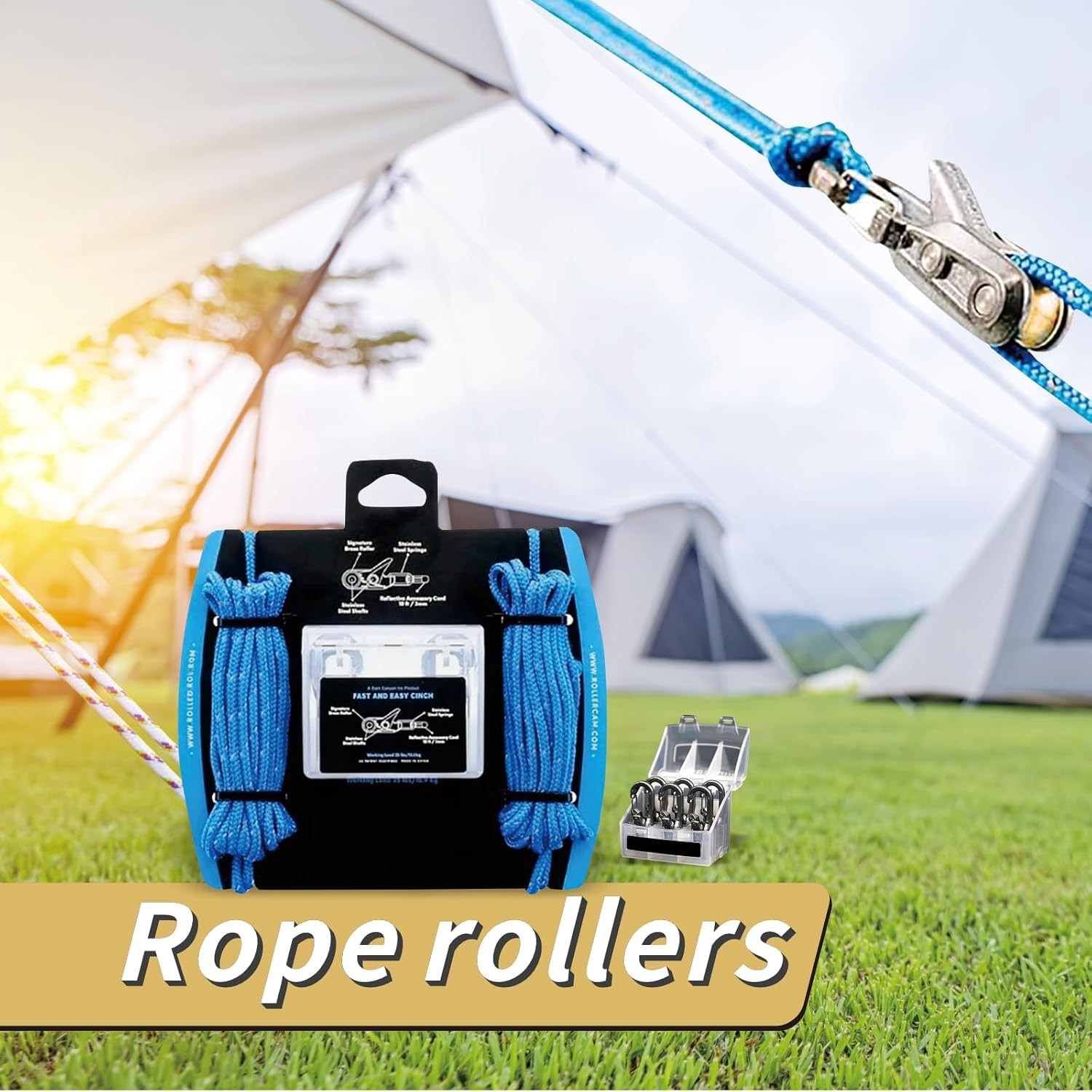 Outdoor Tensioner with Rope Roller Paracord – Cinching Tool for Camping, Hiking