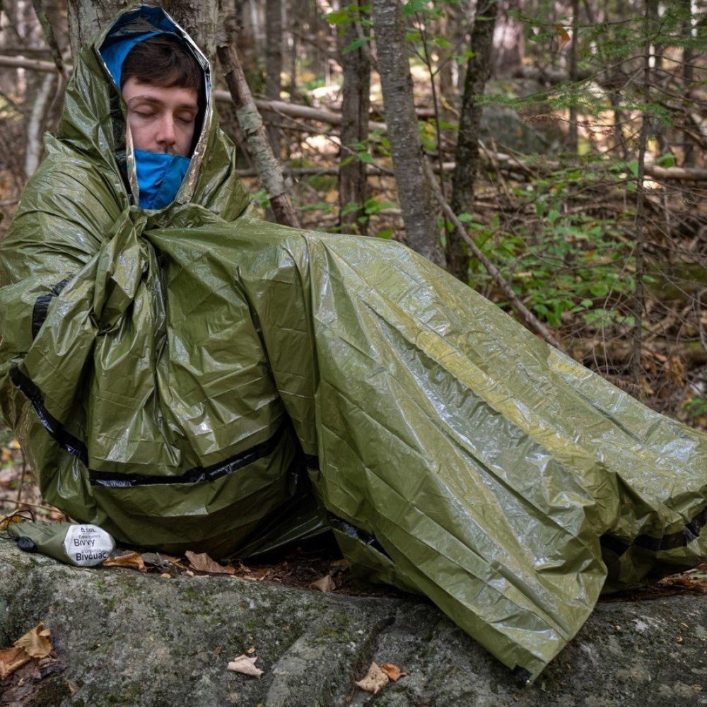 SOL Emergency Bivvy w/Rescue Whistle & Tinder Cord OD Green Survival Shelter NEW